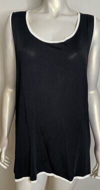 LRL Ralph Lauren Black & White Knit Tank Shell Women's 3X NWT Scoop Neckline Top
